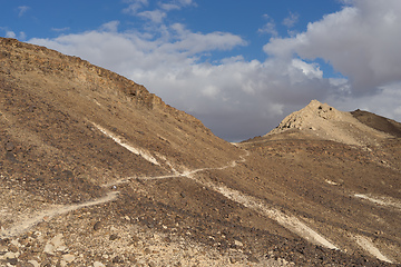 Image showing Trekking in Negev dramatic stone desert, Israel 