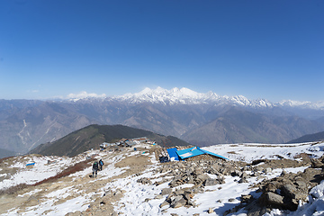 Image showing Snow mountains peak in Nepal Himalaya 