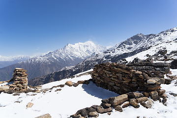 Image showing Snow mountains peak in Nepal Himalaya 