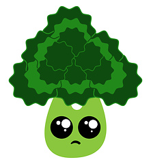 Image showing Sad broccoli, vector or color illustration.