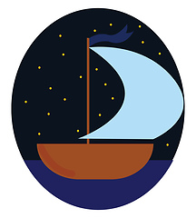 Image showing Night boat, vector or color illustration.