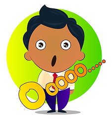 Image showing Surprised boy in a suit with curly hair, illustration, vector on