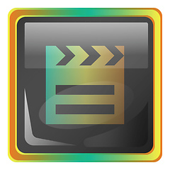 Image showing Film grey square vector icon illustration with yellow and green 