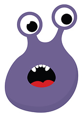 Image showing Cartoon funny purple monster with two eyes and exposing red tong