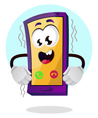 Image showing Happy yellow mobile emoji illustration vector on white backgroun