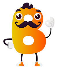 Image showing Yellow letter B with mustache vector illustration on white backg