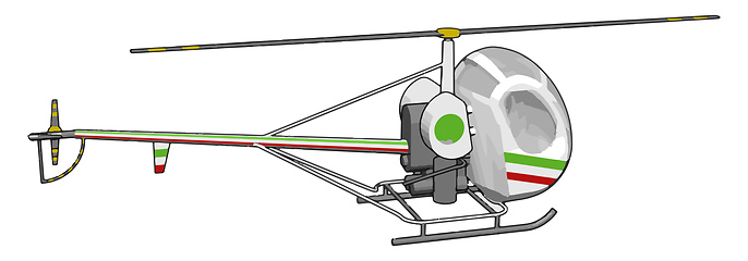 Image showing Grey helicopter with green and red stripes vector illustration o