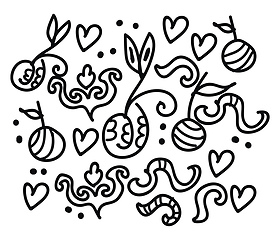 Image showing A beautiful doodle art of using various shapes as heart fruits l