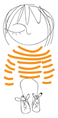 Image showing A cute little cartoon girl in her orange striped dress vector or