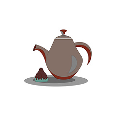 Image showing Clipart of a brown teapot and a candy symbolize evening tea time