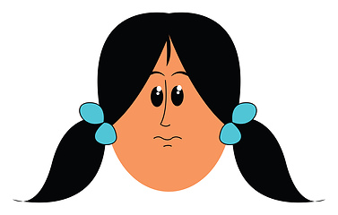 Image showing Cartoon face of a girl in two side ponytails hairstyle vector or