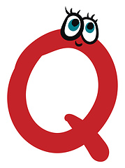 Image showing Alphabet capital q emoji in red color vector or color illustrati