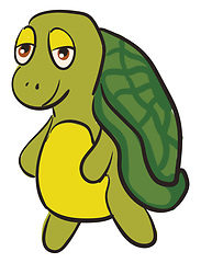 Image showing Funny green turtle smiling vector illustration on white backgrou