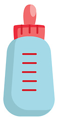 Image showing Light blue and pink feeding bottle vector illustration on white 