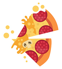 Image showing Couple of salami pizza slicesPrint