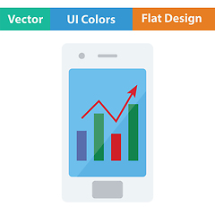 Image showing Smartphone with analytics diagram icon