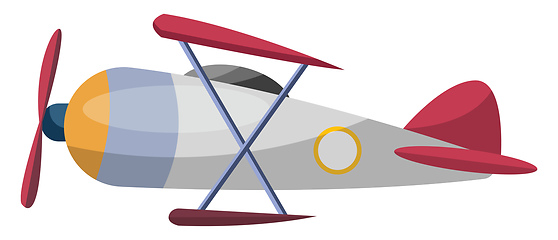 Image showing Gray old cartoon airplane vector illustration on white backgroun