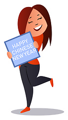 Image showing Cartoon girl celebrating chinese new year vector illustration on