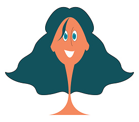 Image showing Smiling girl with long dark blue hair vector illustration on whi