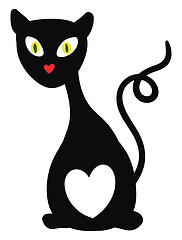 Image showing A black cat with heart-shaped lips symbolizes love vector or col