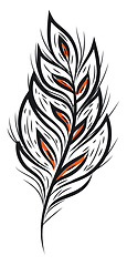 Image showing A black feather vector or color illustration