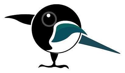 Image showing Cartoon picture of a magpie bird vector or color illustration