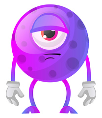 Image showing Bored one eye purple monstre illustration vector on white backgr