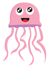 Image showing A laughing pink-colored cartoon jellyfish vector or color illust