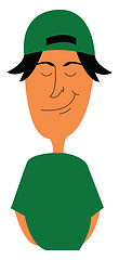 Image showing A smirking little boy dressed in a green-colored shirt vector or