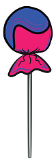 Image showing A lollypop wrapped in pink & blue vector or color illustration