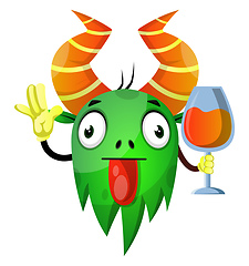 Image showing Monster drinking juice, illustration, vector on white background