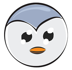Image showing Cartoon picture of the face of a cute penguin isolated on the wh