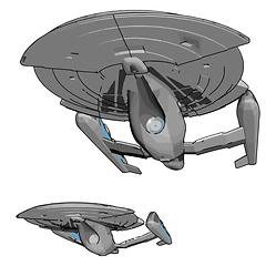 Image showing Fantasy Imperial spaceship vector illustration on white backgrou