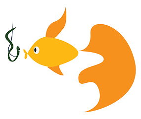 Image showing A fish swimming towards the bait vector color drawing or illustr