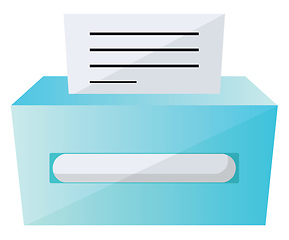Image showing Blue printer with a paper vector illustration on a white backgro