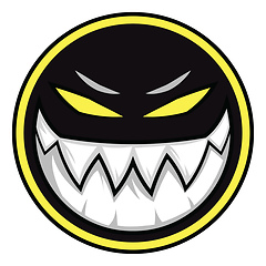 Image showing Black evil monster logo illustration vector on white background 