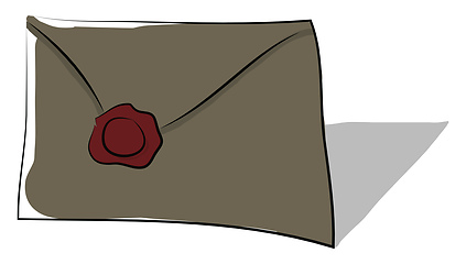 Image showing An envelope sealed with red color wax vector color drawing or il
