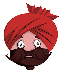 Image showing Man with turban is feeling afraid, illustration, vector on white