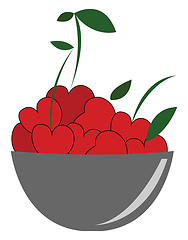 Image showing Bowl full of fresh cherries vector illustration 
