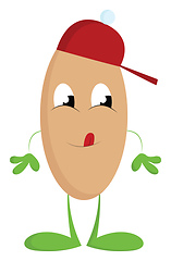 Image showing Cartoon funny monster in a red hat vector or color illustration