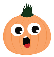 Image showing Emoji of a surprised onion, vector or color illustration. 