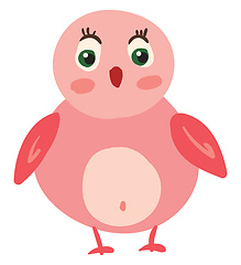 Image showing A small surprised pink bird vector or color illustration