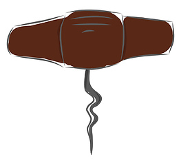 Image showing Brown-colored cartoon wine opener/Corkscrew vector or color illu