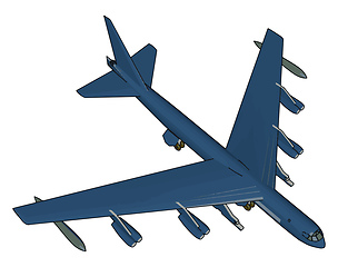 Image showing Blue millitary airplane with missiles vector illustration on whi