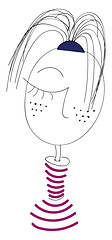 Image showing Line art of a girl in a stylish hairstyle vector or color illust