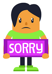 Image showing Man apologising, illustration, vector on white background.