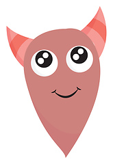 Image showing A ugly pink monster with horns vector or color illustration