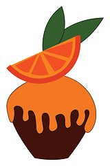 Image showing Cupcake garnished with an orange pie vector or color illustratio