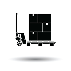 Image showing Hand hydraulic pallet truc with boxes icon