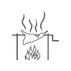 Image showing Icon of roasting meat on fire